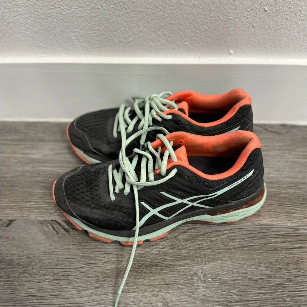 Asics Womens Shoes Dynamic Duomax GT 2000 Fluid Ride Black Aqua Orange